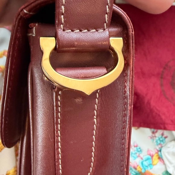 ❤️Elegant Cartier All
 Leather Burgundy Shoulder Bag❤️ Authentic - Picture 7 of 17
